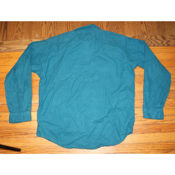 VINTAGE Croft & Barrow Teal Chamois Cloth Shirt Mens XL Hunting Utility 90s USA - Picture 5 of 10